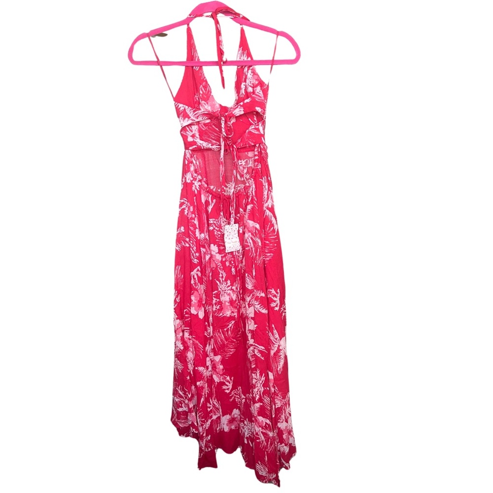 Free People Lille Pink Cutout Maxi Beach Vacay Dress